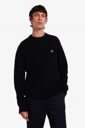 Fred Perry Alpaca Blend Jumper Men Knitwear Black | 4398WFLHG