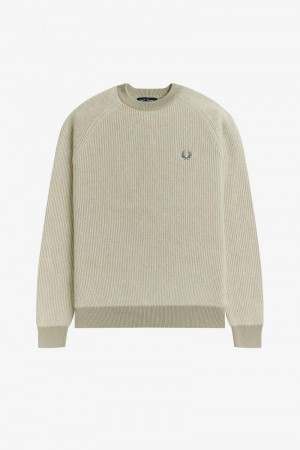 Fred Perry Alpaca Blend Ribbed Jumper Men Knitwear White | 6831QTIEX