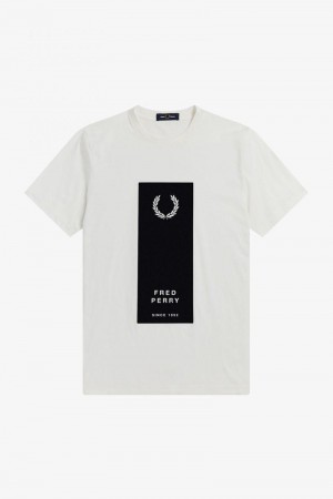 Fred Perry Block Print Men T Shirts White | 9527CORKX