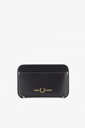 Fred Perry Contrast Trim Leather Card Men Bags Black | 2943LYJPE