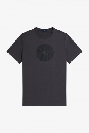 Fred Perry Disc Graphic Men T Shirts Black | 2945BVPJK