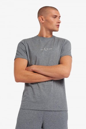 Fred Perry Embroidered Men T Shirts Grey | 3796VXPID