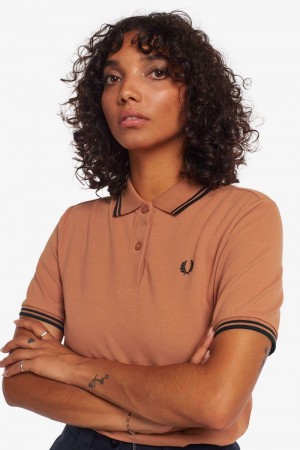 Fred Perry G3600 Women Polo Shirts Bronze | 2697DPXEN