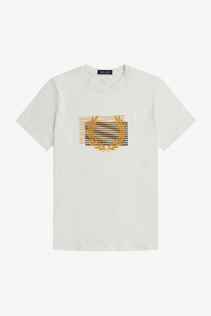 Fred Perry Glitch Graphic Men T Shirts White | 2701TQXKG