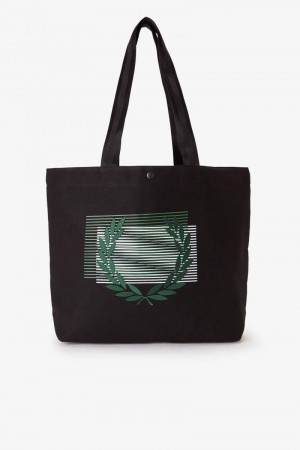 Fred Perry Glitch Graphic Tote Men Bags Black | 8074UCLSR