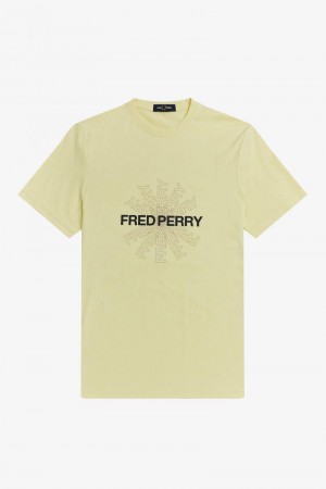 Fred Perry Graphic Men T Shirts Green | 1675BROGA