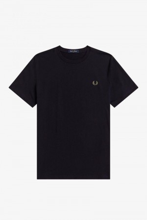 Fred Perry Graphic Print Men T Shirts Navy | 0387LHRZT