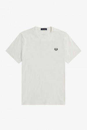 Fred Perry Graphic Print Men T Shirts White | 2683RTKFN