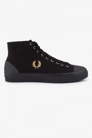 Fred Perry Hughes Mid Women Shoes Black | 6581JEZGB