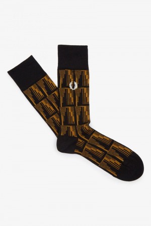 Fred Perry Jacquard Pattern Men Socks Black | 0859XMLUC