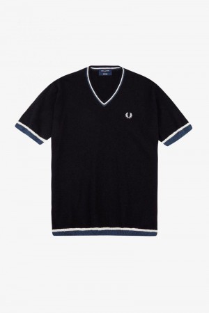 Fred Perry K3800 Men Knitwear Black | 5403GUQLS