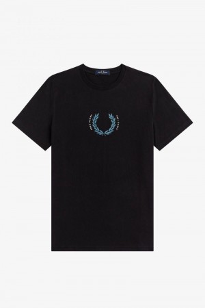 Fred Perry Laurel Wreath Men T Shirts Black | 4203KGXJL