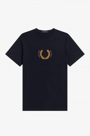 Fred Perry Laurel Wreath Men T Shirts Navy | 9265WLVZY