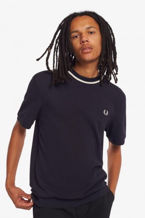 Fred Perry M7 Men T Shirts Navy | 9312TUZPA