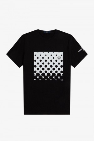 Fred Perry Ombre Graphic Men T Shirts Black | 5809DBZUP