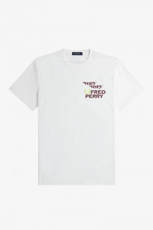 Fred Perry Print Men T Shirts White | 6732XEYPO