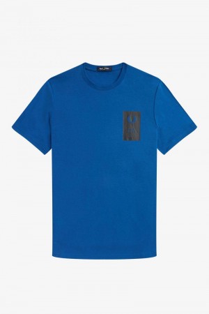 Fred Perry Printed Chest Patch Men T Shirts Royal | 8261VPXIO