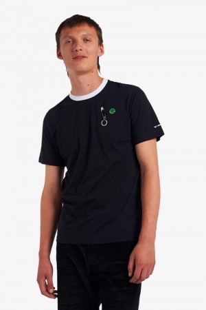 Fred Perry SM1949 Men T Shirts Black | 1298OTDSN