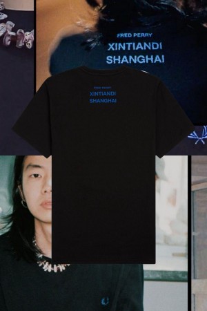 Fred Perry Shanghai Ringer Men T Shirts Black | 8607NBVSO