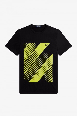 Fred Perry Sound Wave Graphic Men T Shirts Black | 9431KFSBV