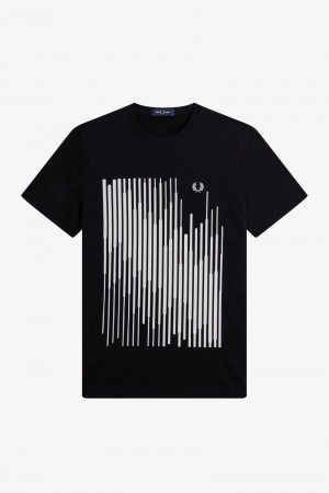 Fred Perry Sound Wave Graphic Men T Shirts Black | 9168FQNXI