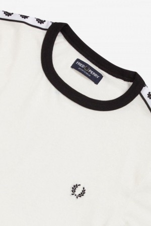 Fred Perry Taped Ringer Men T Shirts White | 1205XCIFP