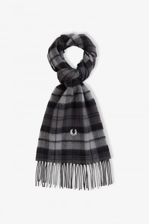 Fred Perry Tartan Men Scarves Grey | 3957DETYI