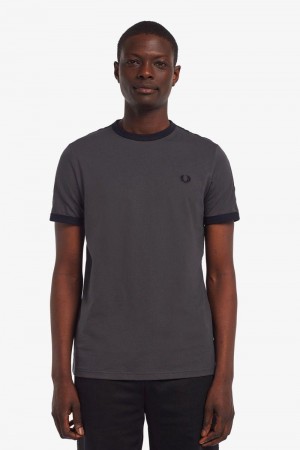 Fred Perry Tonal Tape Ringer Men T Shirts Black | 1382PTICM