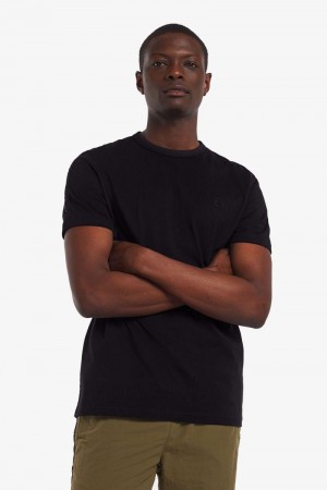 Fred Perry Tonal Tape Ringer Men T Shirts Black | 0943QZMOV