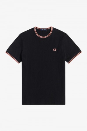 Fred Perry Twin Tipped Men T Shirts Black | 5084GFHRU