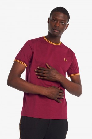 Fred Perry Twin Tipped Men T Shirts Red | 2547WPQOM