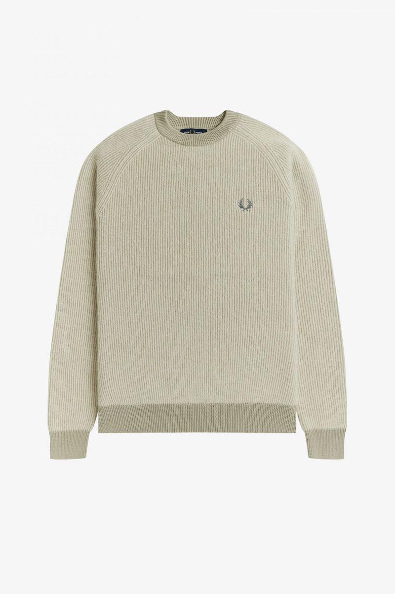 Fred Perry Alpaca Blend Ribbed Jumper Men Knitwear White | 6831QTIEX