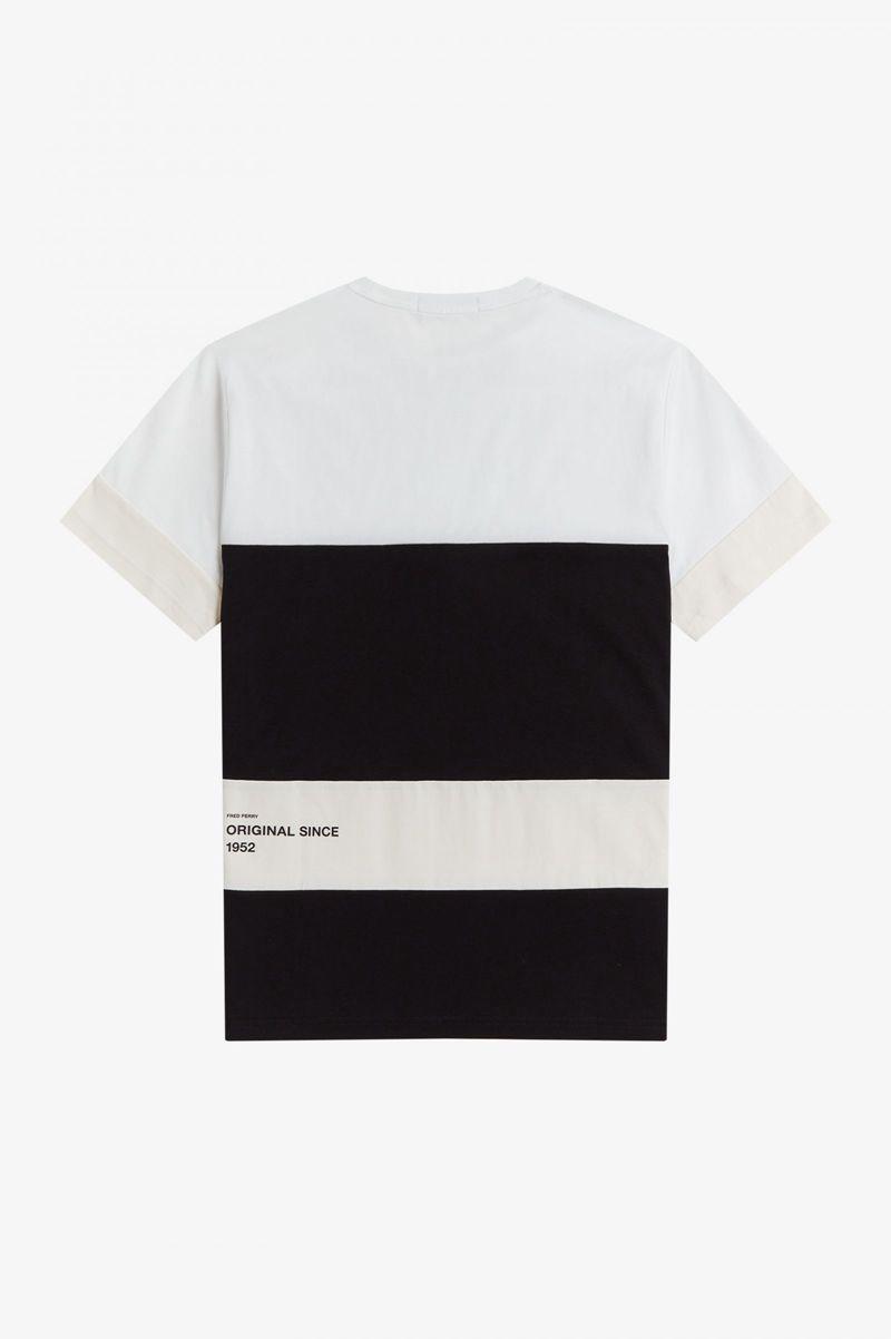 Fred Perry Bold Colour Block Men T Shirts Black | 7603WHRBV