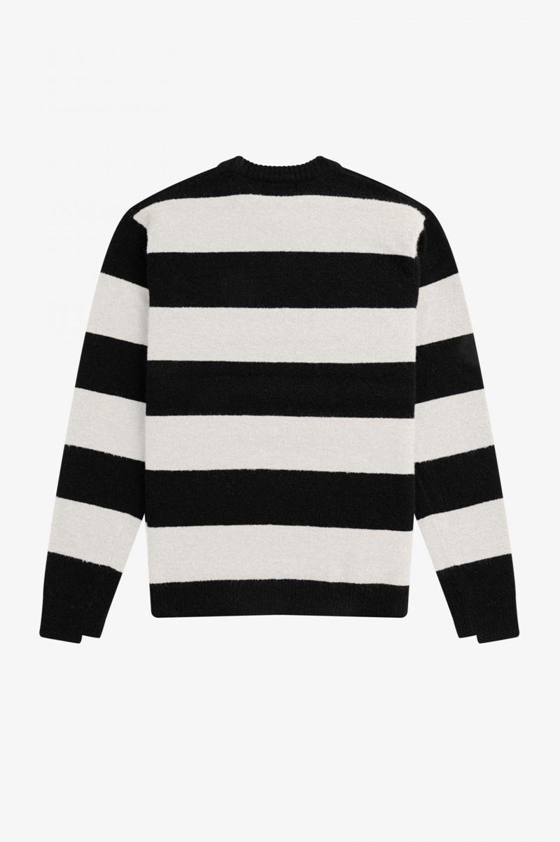 Fred Perry Bold Stripe Alpaca Blend Jumper Men Knitwear White Black | 3574THFUQ