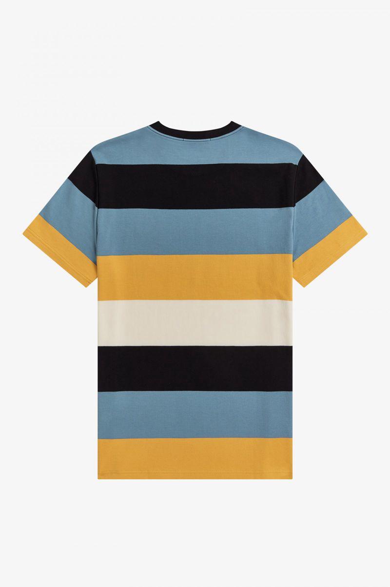 Fred Perry Bold Stripe Men T Shirts Grey Blue | 7025XZROK