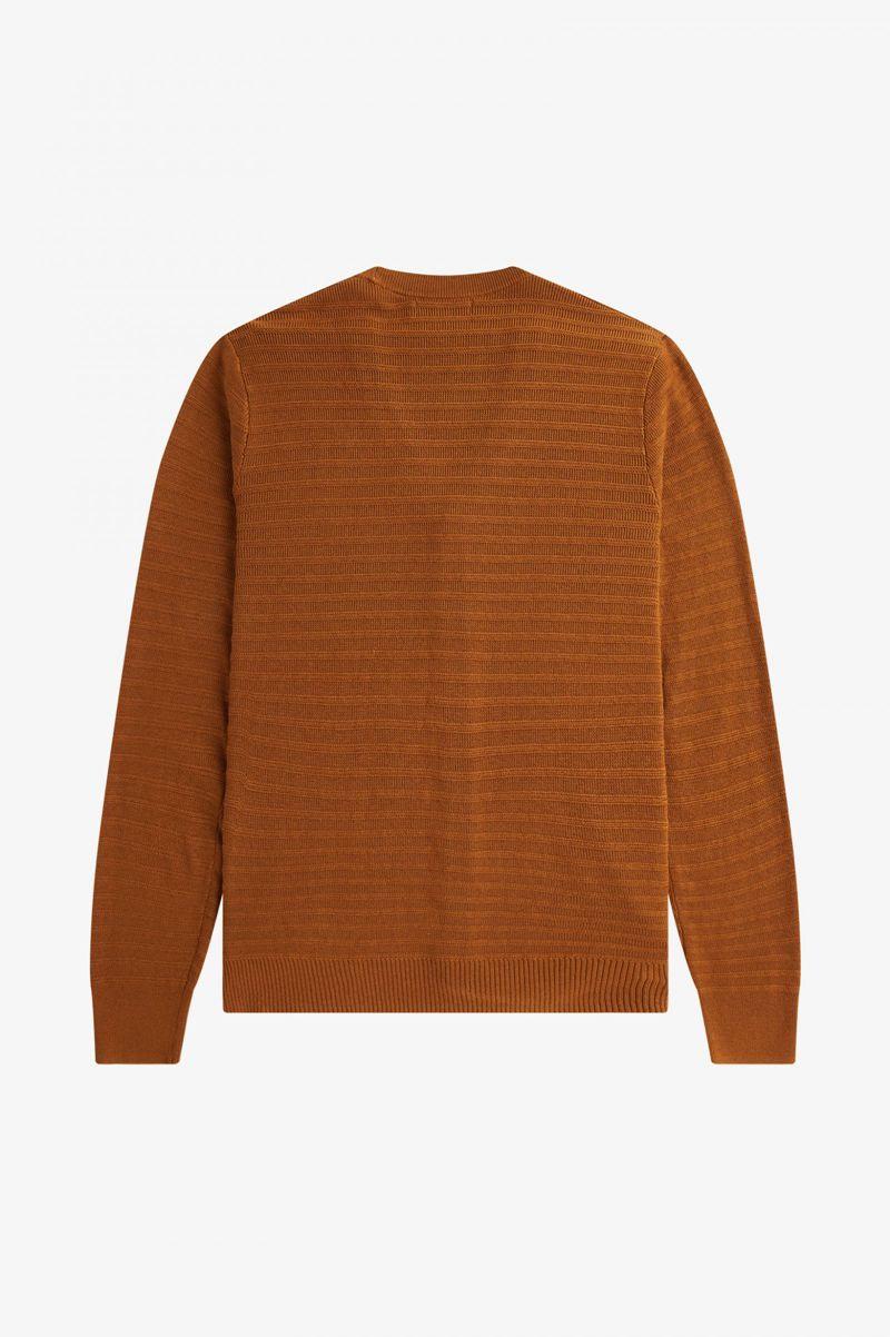 Fred Perry Chevron Textured Cardigan Men Knitwear Camel | 7542YSWNE