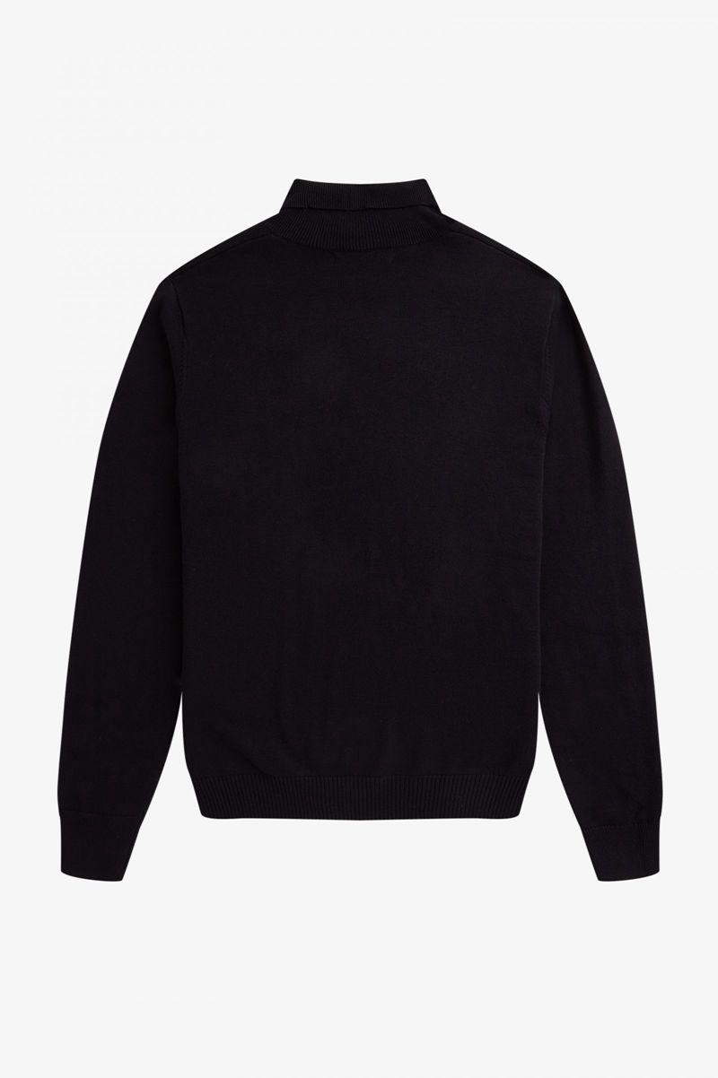 Fred Perry Chevron Textured Roll Neck Jumper Men Knitwear Black | 9138HGYBJ