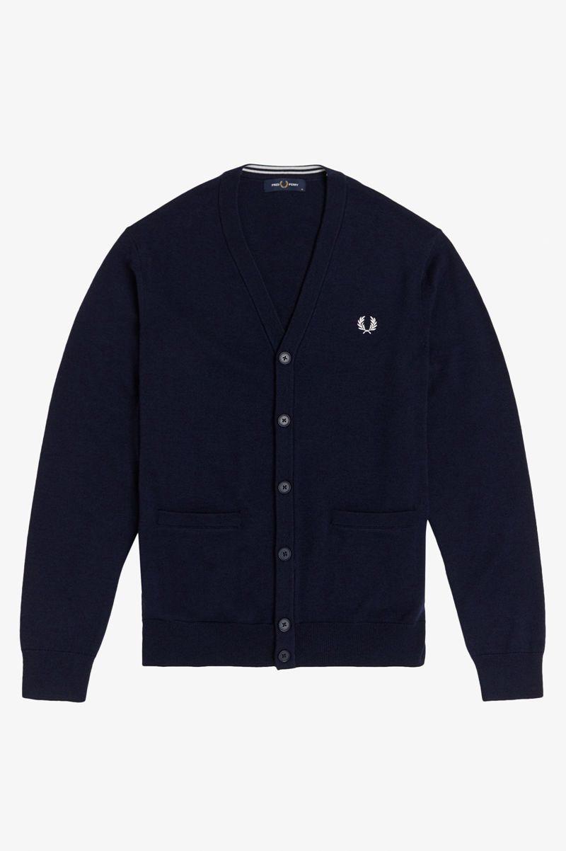 Fred Perry Classic Cardigan Men Knitwear Navy | 1067APUOX