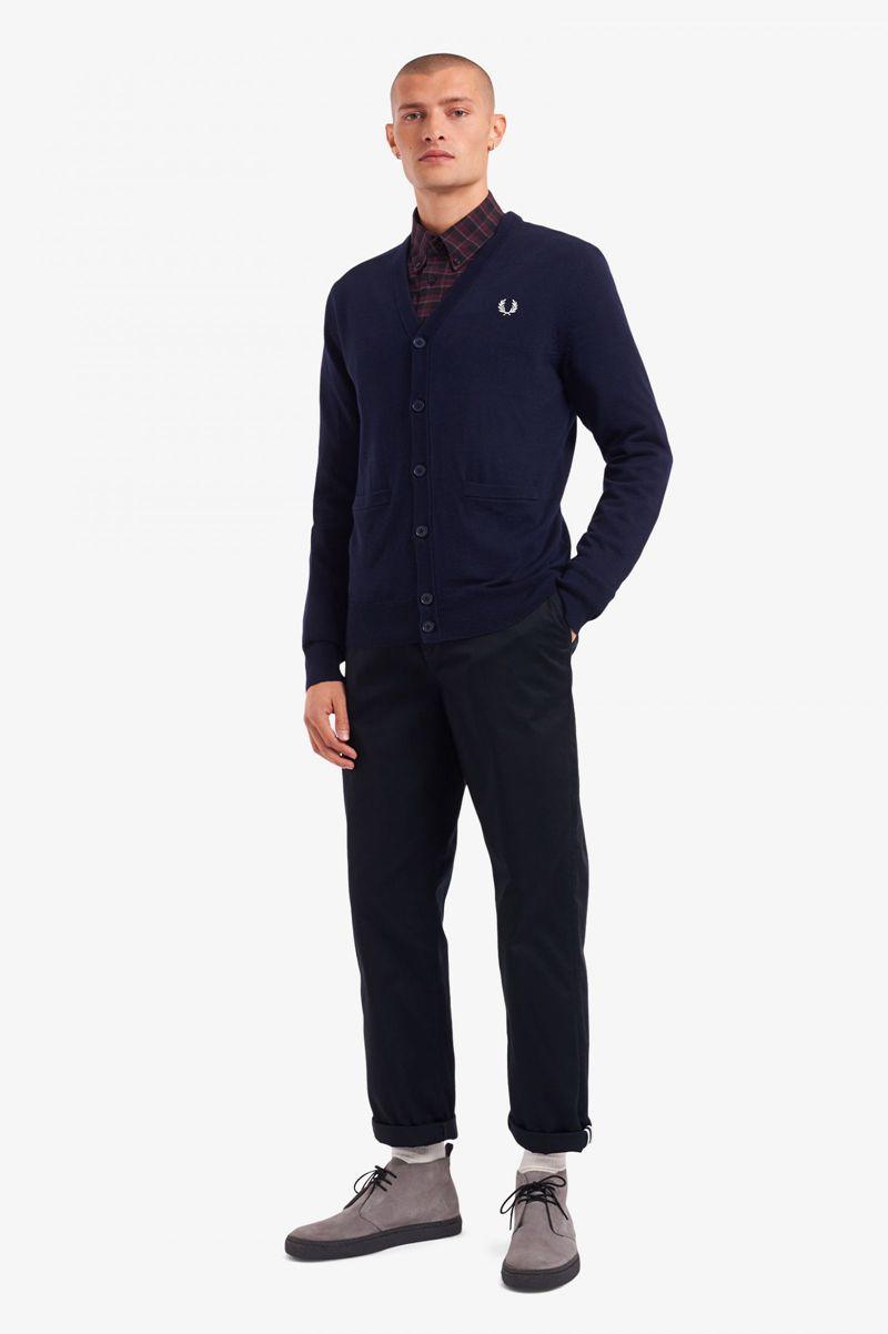 Fred Perry Classic Cardigan Men Knitwear Navy | 1067APUOX