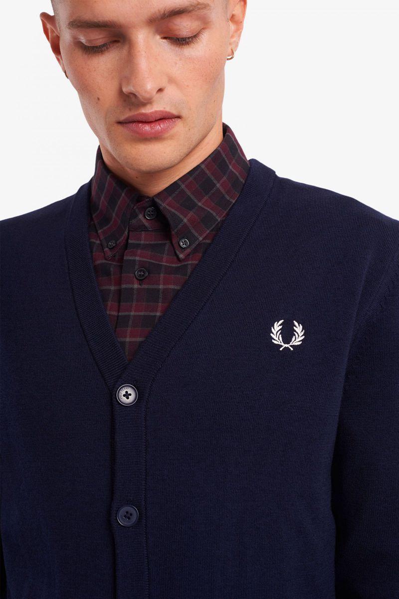 Fred Perry Classic Cardigan Men Knitwear Navy | 1067APUOX