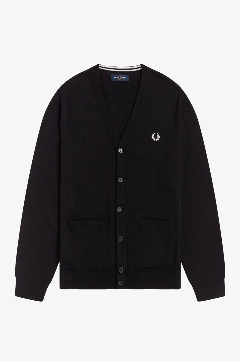 Fred Perry Classic Cardigan Men Knitwear Black | 5792MWHCG