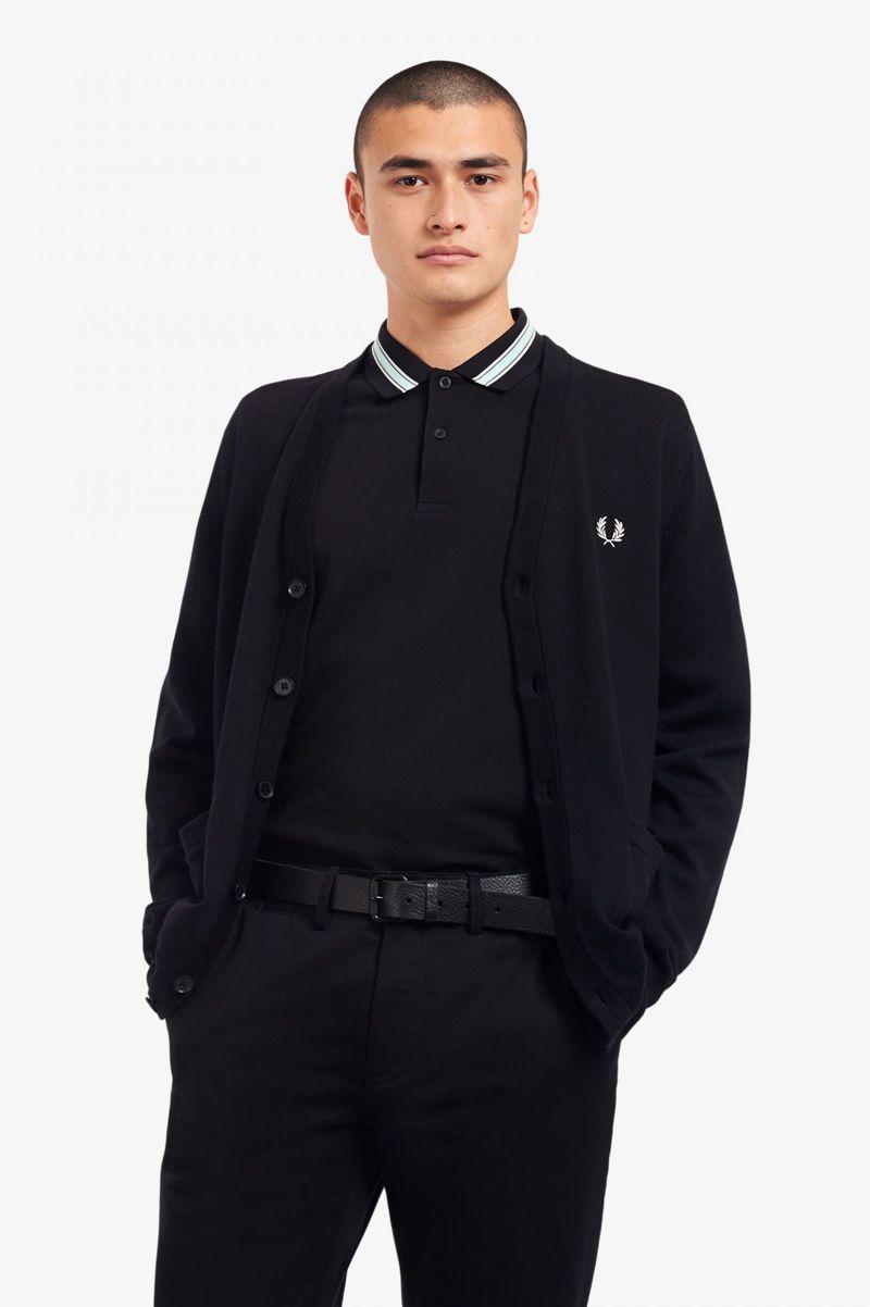 Fred Perry Classic Cardigan Men Knitwear Black | 5792MWHCG