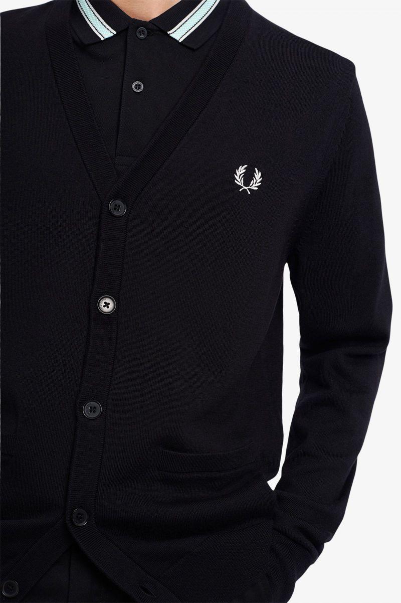 Fred Perry Classic Cardigan Men Knitwear Black | 5792MWHCG