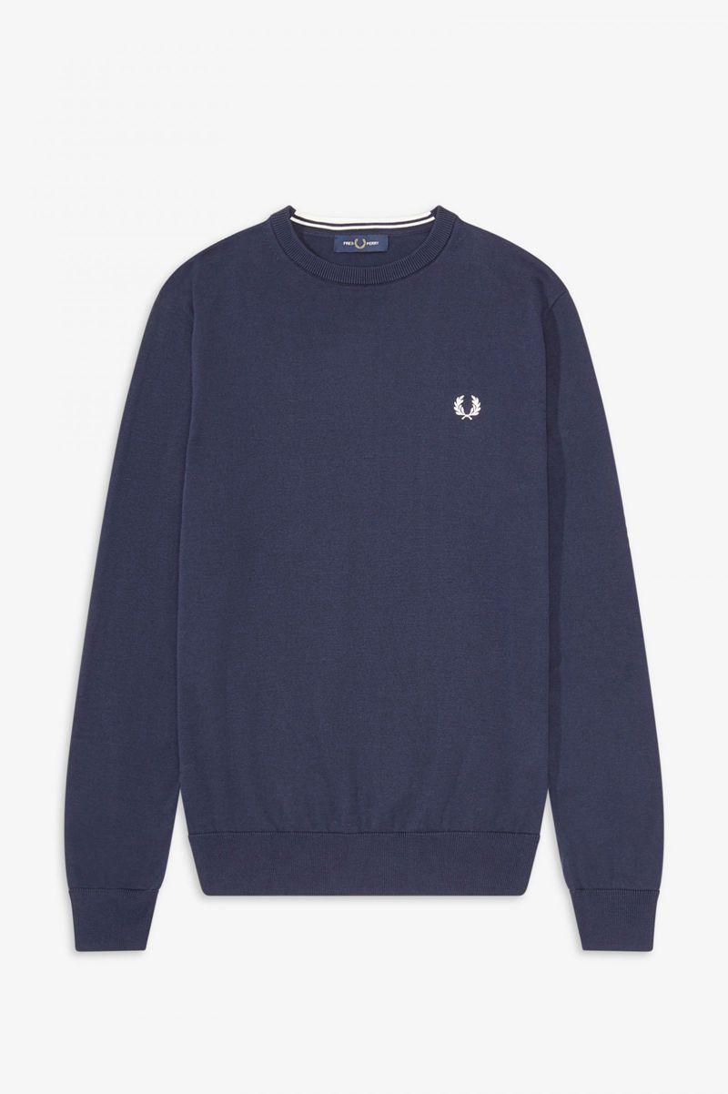 Fred Perry Classic Crew Neck Jumper Men Knitwear Navy | 4795KPBWY