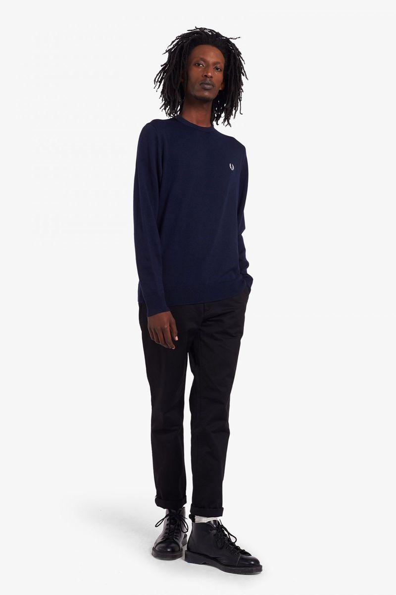 Fred Perry Classic Crew Neck Jumper Men Knitwear Navy | 4795KPBWY