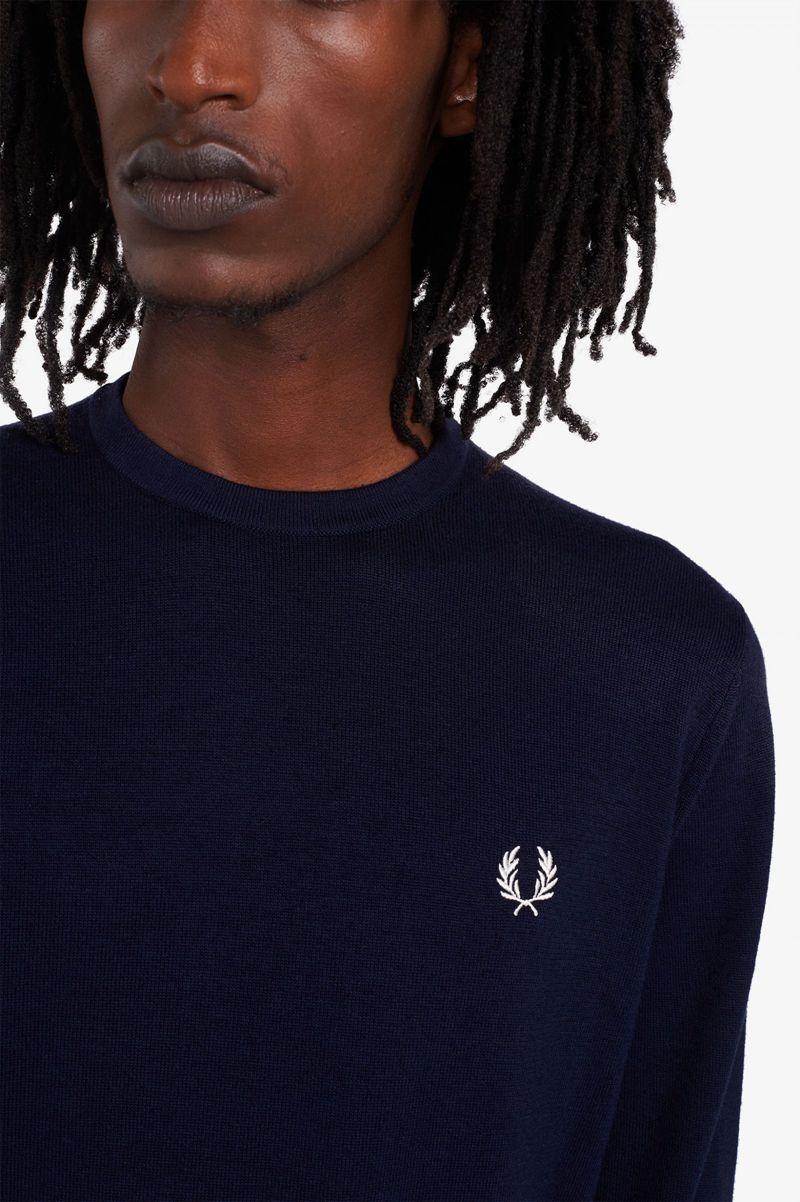 Fred Perry Classic Crew Neck Jumper Men Knitwear Navy | 4795KPBWY