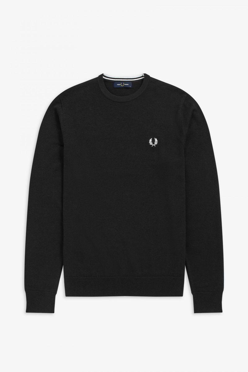 Fred Perry Classic Crew Neck Jumper Men Knitwear Black | 3728PFQXL