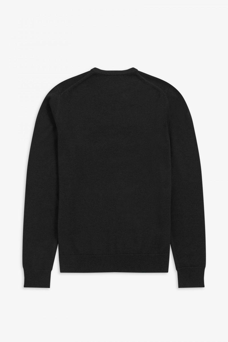 Fred Perry Classic Crew Neck Jumper Men Knitwear Black | 3728PFQXL