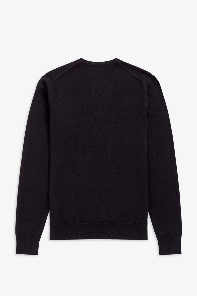 Fred Perry Classic V Neck Jumper Men Knitwear Black | 3269NCGOR