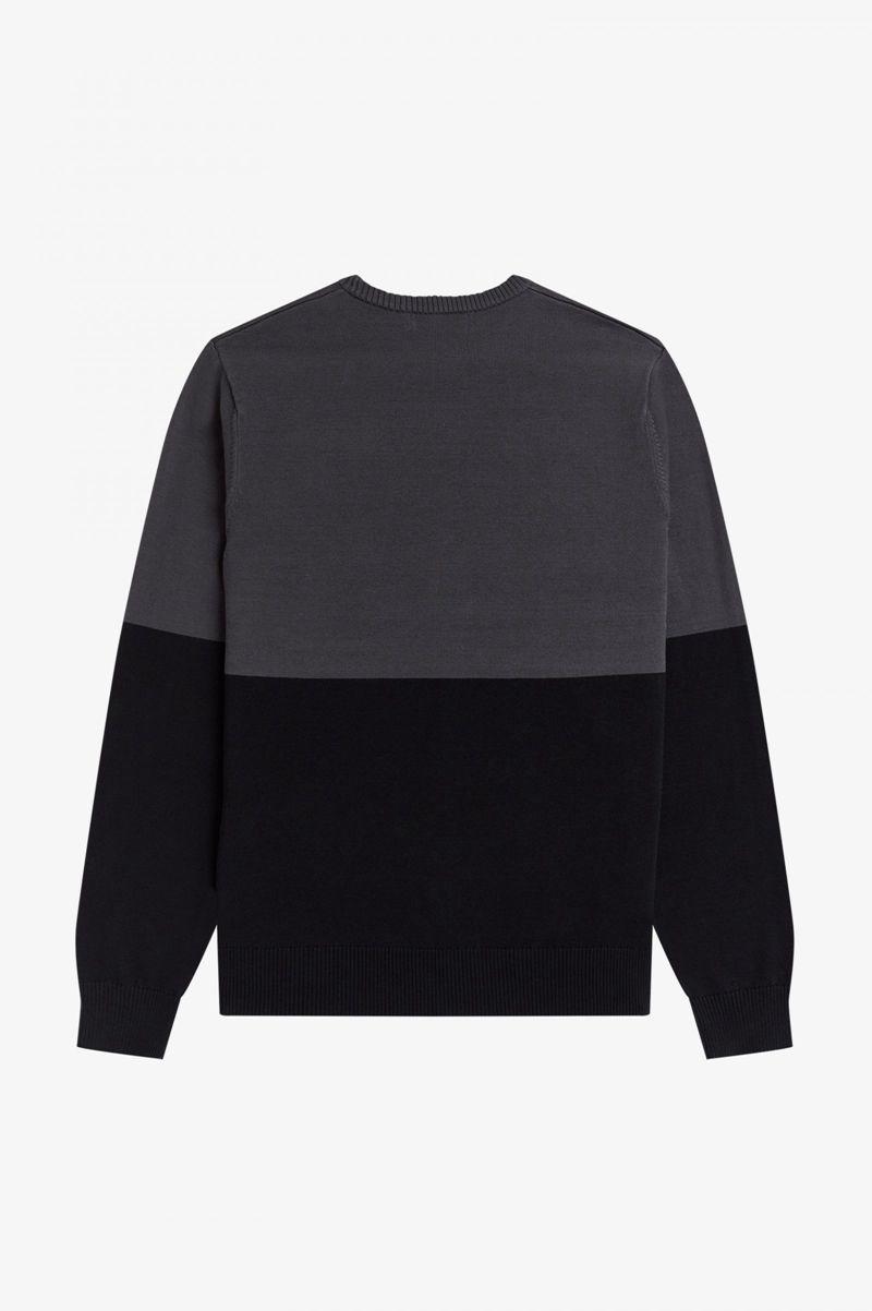 Fred Perry Colour Block Crew Jumper Men Knitwear Black | 1839AKSXM